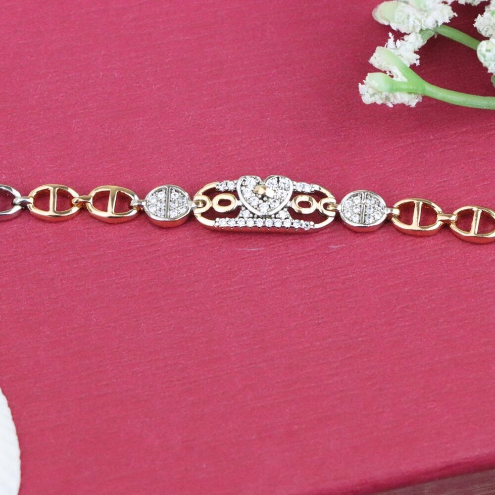 Rose Gold and Silver Dual Tone Heart Bracelet, XPBL0689 - Picture 10 of 12